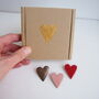 Handmade Ceramic Valentines Heart Badge Pink Red Gold, thumbnail 11 of 11