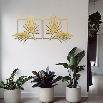 Wooden Tropical Wall Art Gift Set Of Two For Living Room Or Bedroom, 5 of 9