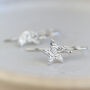 Sterling Silver Mini Textured Mismatch Star And Moon Earrings, thumbnail 2 of 3