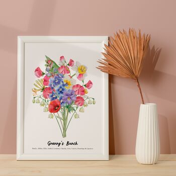 Personalised Birth Flower Grandma's Bunch Print, 9 of 10