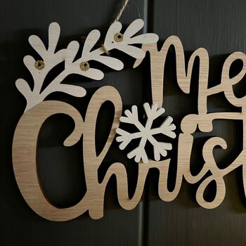 Wooden 'Merry Christmas' Hanging Sign, 2 of 2