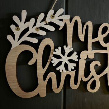 Wooden 'Merry Christmas' Hanging Sign By Nest Gifts