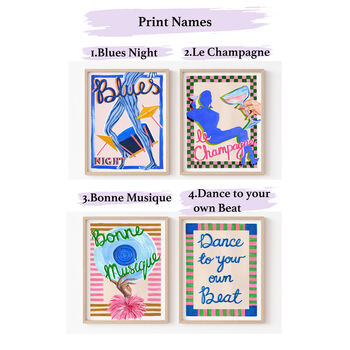 Set Of Four Music Wall Art Prints – Retro Jazz And Cocktail Inspired Art, 4 of 12