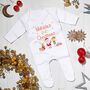 Personalised First Christmas Theme Babygrow, thumbnail 1 of 5