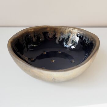 Handmade Navy Blue And Gold Oval Soap Dish, 3 of 5