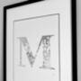 'Letter M' Linear Illustration Print, thumbnail 6 of 7