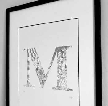 'Letter M' Linear Illustration Print, 6 of 7