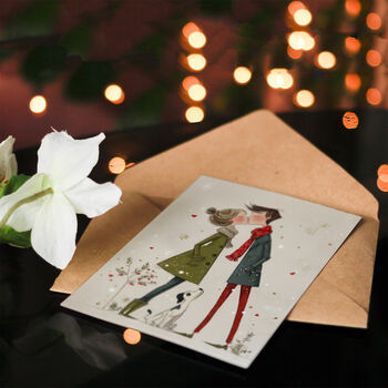 Kissing Couple In Love Romantic Dog Parents Christmas Card, 4 of 6