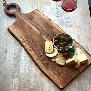 Personalised Acacia Christmas Serving Board With Circle Handle, 2 of 2