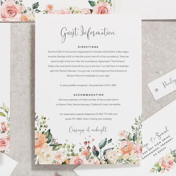 Blush Floral Pocketfold Wedding Invitations, 4 of 7