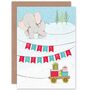 Elephant Bunting Winter Snow Child Kids Christmas Card, thumbnail 1 of 4