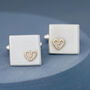 Personalised Wedding Cufflinks. Gold Heart Cufflinks, thumbnail 5 of 9