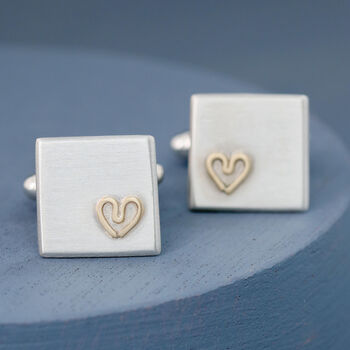 Personalised Wedding Cufflinks. Gold Heart Cufflinks, 5 of 9