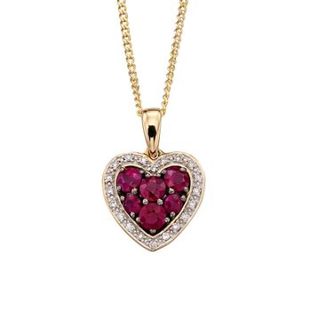 9ct Gold Precious Stone Heart Necklace With Diamonds, 4 of 7