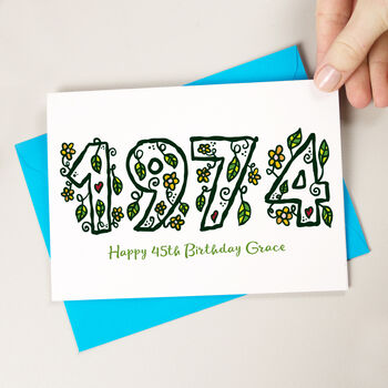 Personalised Floral Date Of Birth Birthday Card, 3 of 4