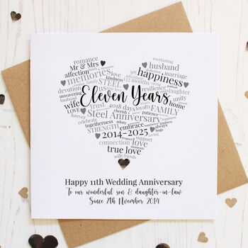 Personalised 11th Steel Wedding Anniversary Card, 3 of 6