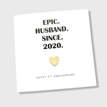 4th Wedding Anniversary Card Linen Epic Card, 3 of 5