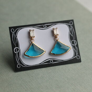 Art Deco Sapphire Blue Baguette Earrings, 4 of 8