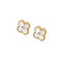 Centre Crystal Clover Stud Earring In Pearl, thumbnail 5 of 6