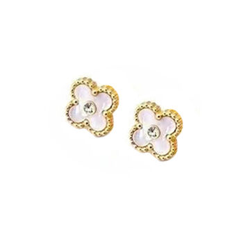 Centre Crystal Clover Stud Earring In Pearl, 5 of 6