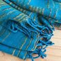 Soft Blanket Sea Blue Green Yellow Stripe Sofa Throw, thumbnail 7 of 9