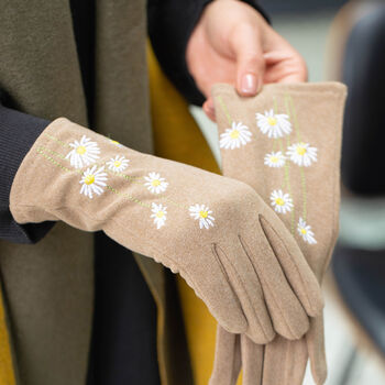 Embroidered Daisy Flower Ladies Gloves, 8 of 10