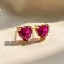 Ruby Heart July Birthstone Stud Earrings, thumbnail 1 of 3
