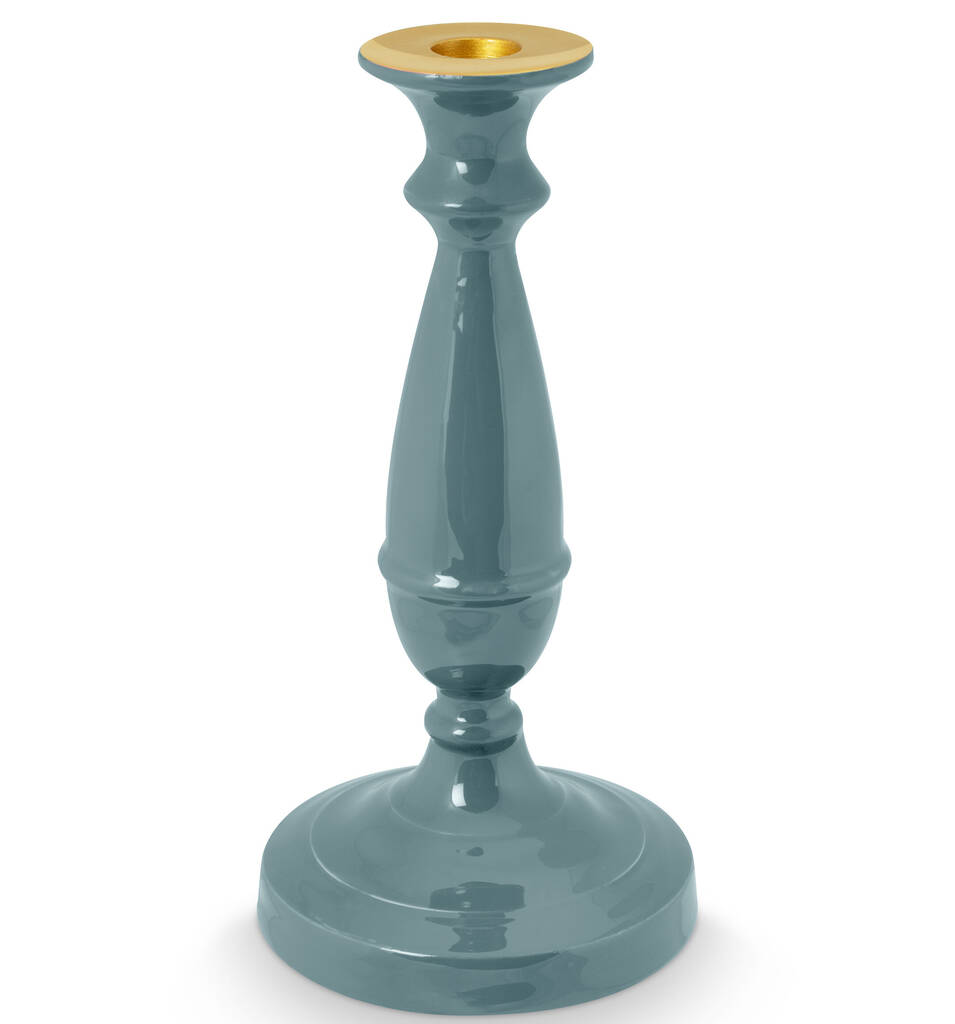 Light Blue Metal Candle Holder 24cm By Bell & Blue