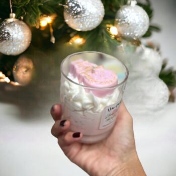 Handmade Luxury Whipped Wax Pink Xmas Candle Snow Angel, 2 of 9