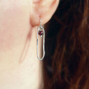 Garnet Long Oval Earrings, 5 of 6