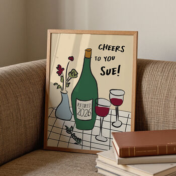Personalised Retirement Wine Art Print Gift, 2 of 12