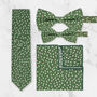 Wedding Handmade Floral Print Tie In Green And White, thumbnail 1 of 6