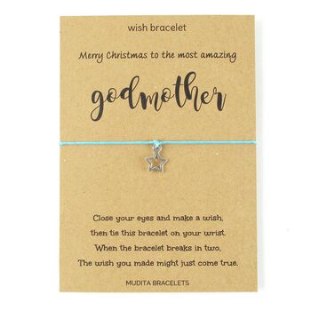 Merry Christmas To Amazing Godmother Wish Bracelet And Card, 3 of 5