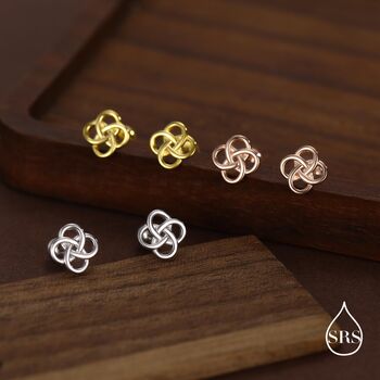 Sterling Silver Celtic Knot 18g Screw Back Stud Earrings UK, 2 of 11