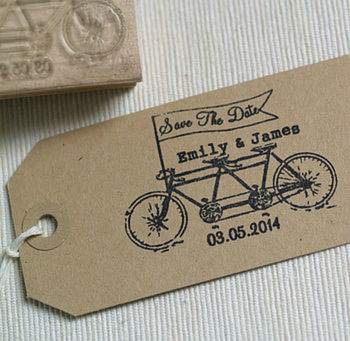 Tandem Bike Save The Date Rubber Stamp, 2 of 5
