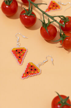 Make Your Own Pizza Earrings Counted Cross Stitch Kit, 3 of 3