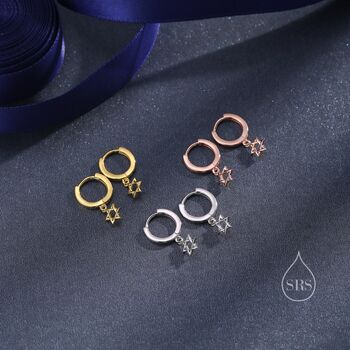 Pair Of Star Of David Huggie Hoop Earrings, 2 of 10