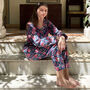 Navy And Pink Block Print Floral 100% Cotton Ladies Pyjamas, thumbnail 4 of 8