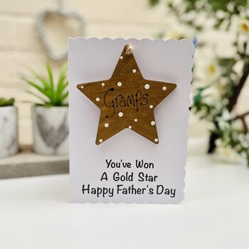 Personalised Father's Day Gold Star Keepsake Gift Card, 4 of 4