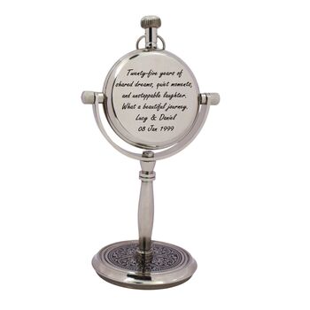 Personalised 25th Silver Anniversary Desk Clock Gift, 6 of 9