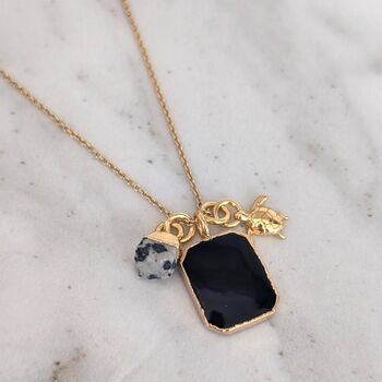 'The Trio' Black Tourmaline Gold Plated Necklace, 3 of 9