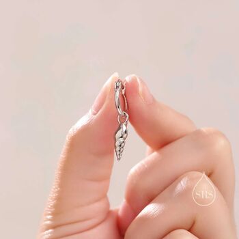 Mismatched Shell Huggie Hoops Earrings In Sterling Silver, 4 of 11