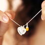 Personalised Double Heart And Bail Birthstone Charm Necklace, thumbnail 1 of 8