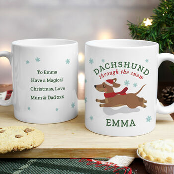 Personalised Dachshund Through… Christmas Mug, 2 of 3
