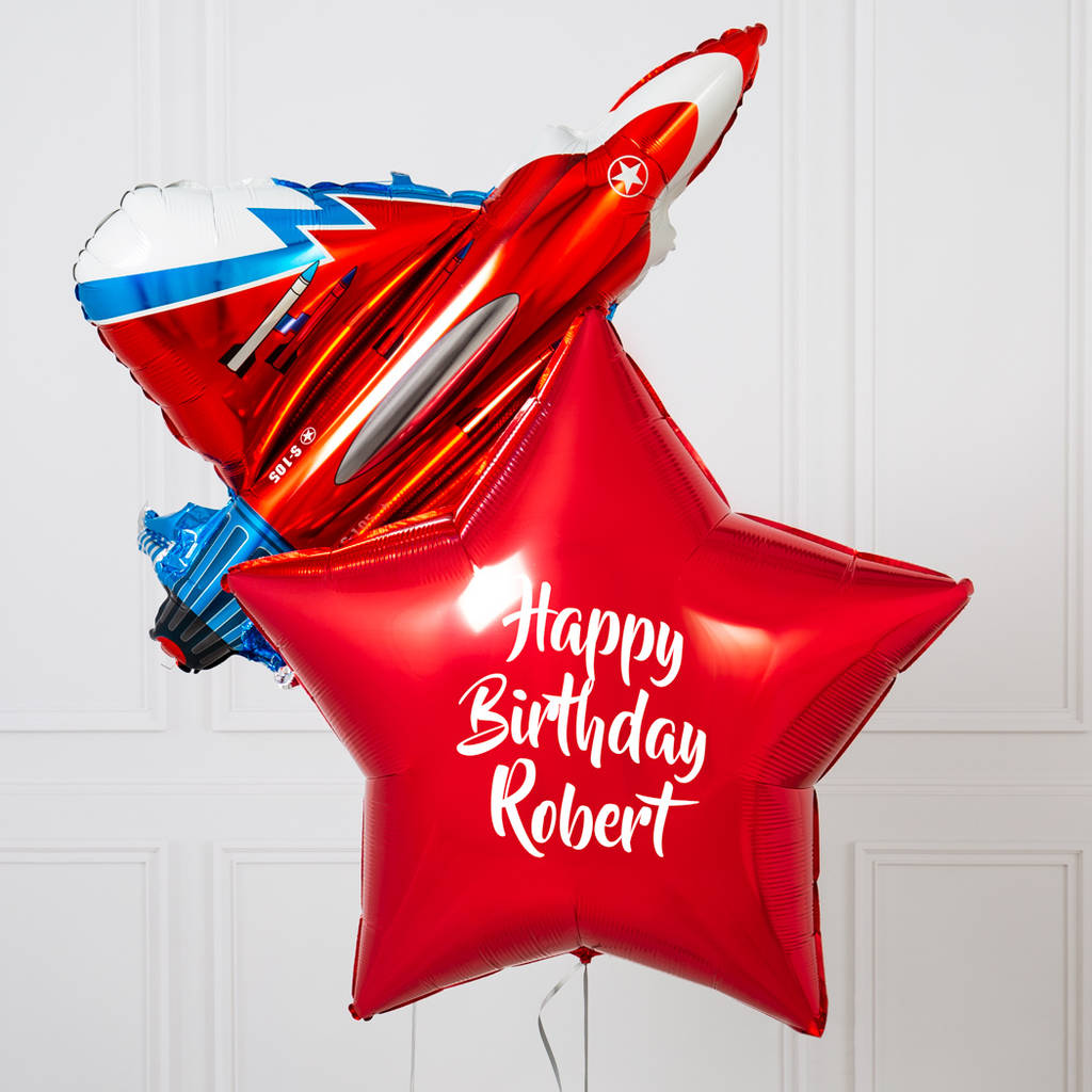 Inflated Personalised Birthday Jet Plane Foil Balloons By Bubblegum Balloons