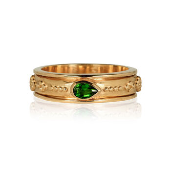 Saraswati Gold Plated Chrome Diopside Spinning Ring, 3 of 11
