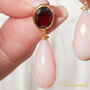 Garnet And Pink Opal Statement Stud Drop Earrings, thumbnail 3 of 10