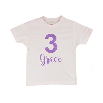 Scroll Script Personalised Birthday Kids T Shirt, 2 of 3