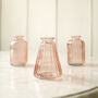 Rose Pink Glass Bud Vases Set Of Three, thumbnail 5 of 5