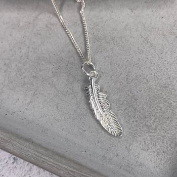 Sterling Silver Silver Feather Necklace, 5 of 12